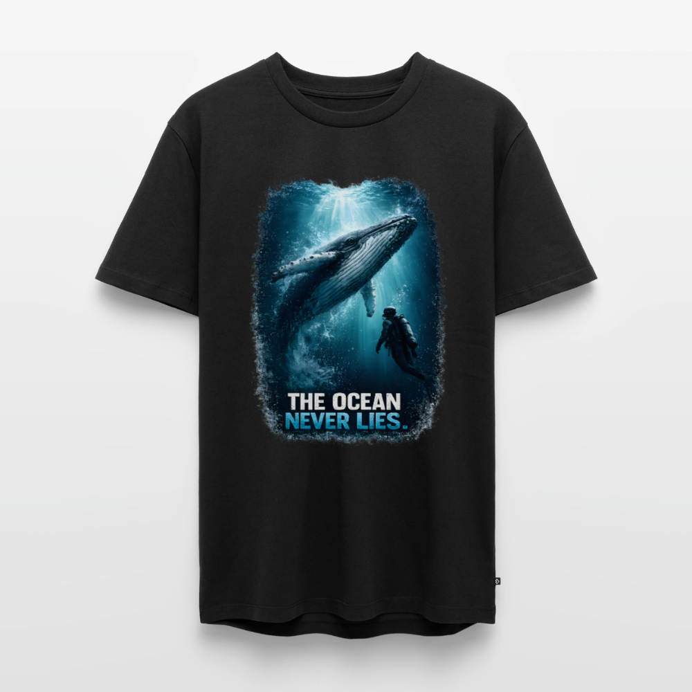 The Ocean Never Lies – Buckelwal mit Taucher | Männer Premium T-Shirt - Schwarz