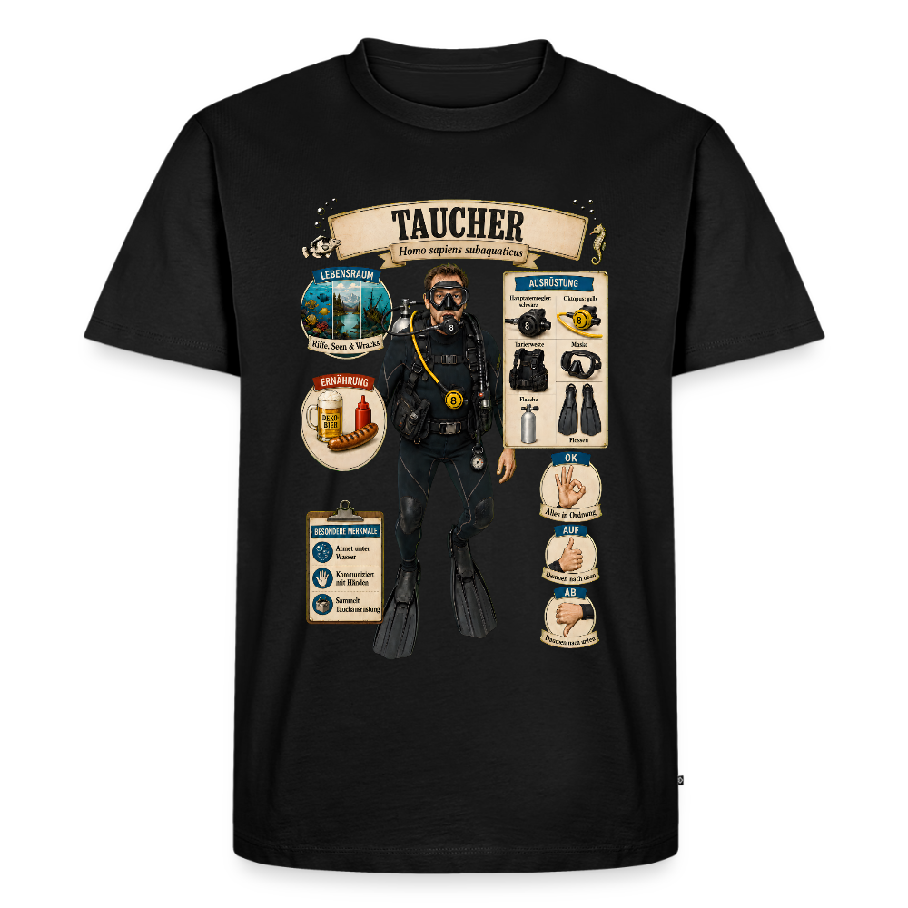 Taucher Infografik – Homo sapiens subaquaticus | Männer Premium T-Shirt - Schwarz