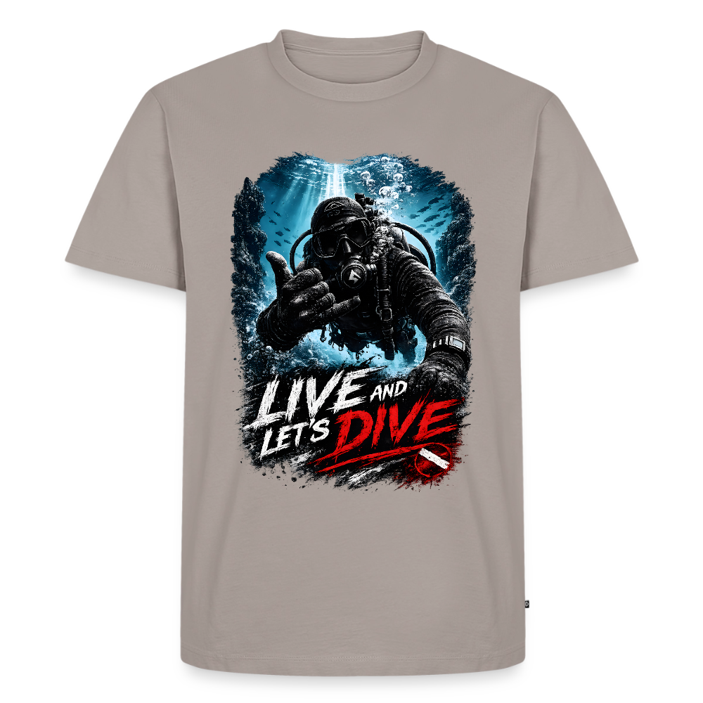 Live and Let's Dive | Tauchen | Männer Premium T-Shirt - Taupe