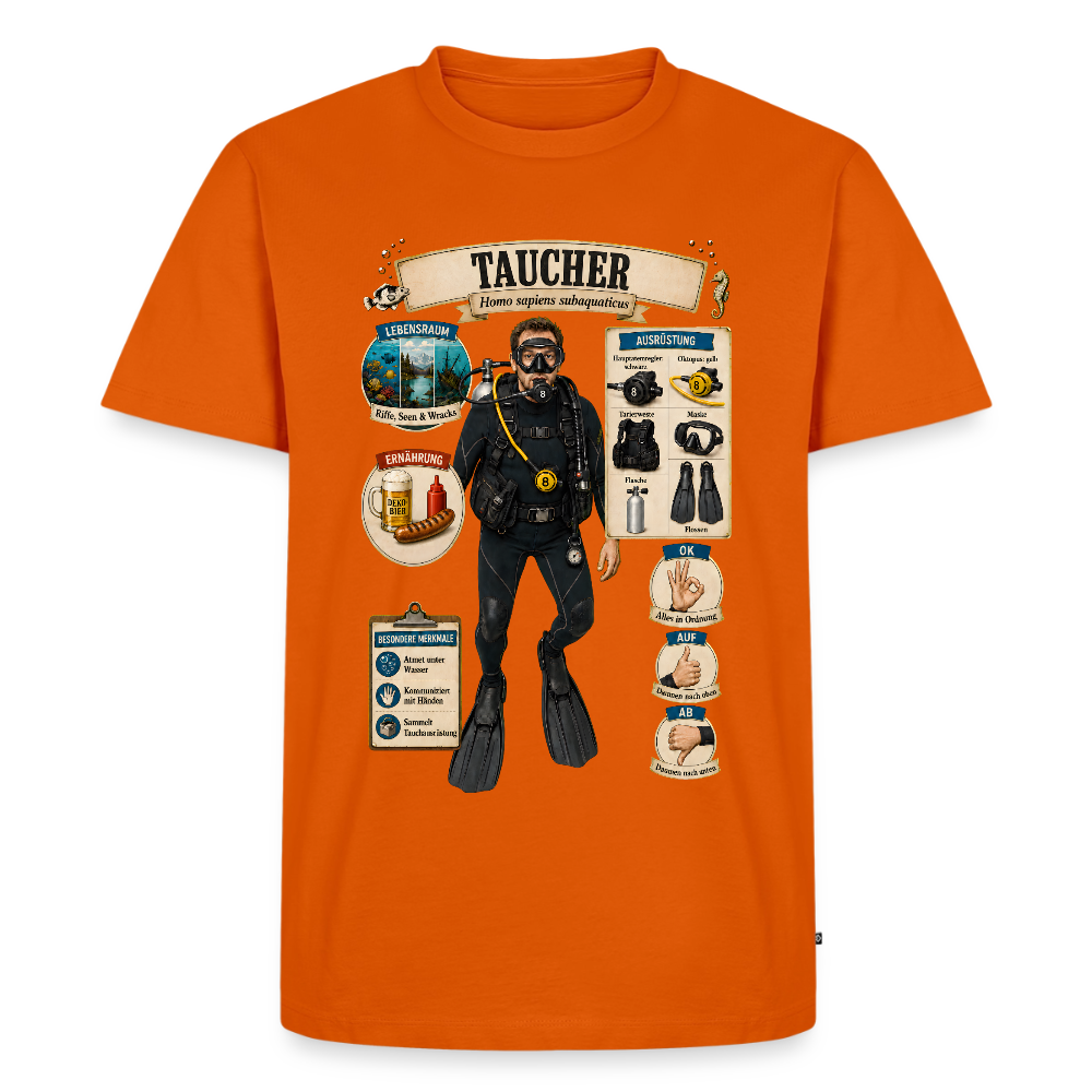 Taucher Infografik – Homo sapiens subaquaticus | Männer Premium T-Shirt - Orange 