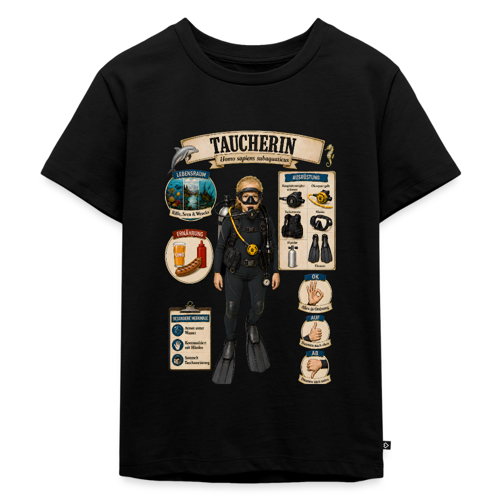 Kleine Taucherin – Homo sapiens subaquaticus | Kinder Premium T-Shirt - Schwarz
