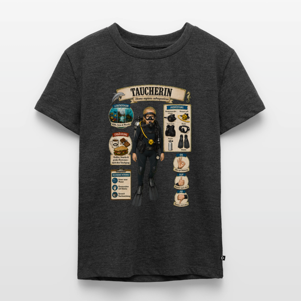 Kleine Taucherin – Homo sapiens subaquaticus | Kinder Premium T-Shirt - Anthrazit meliert