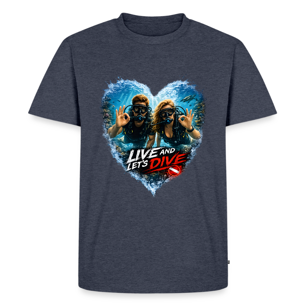 Live And Let's Dive Taucher Paar Herz | Männer Premium T-Shirt - Jeansblau 