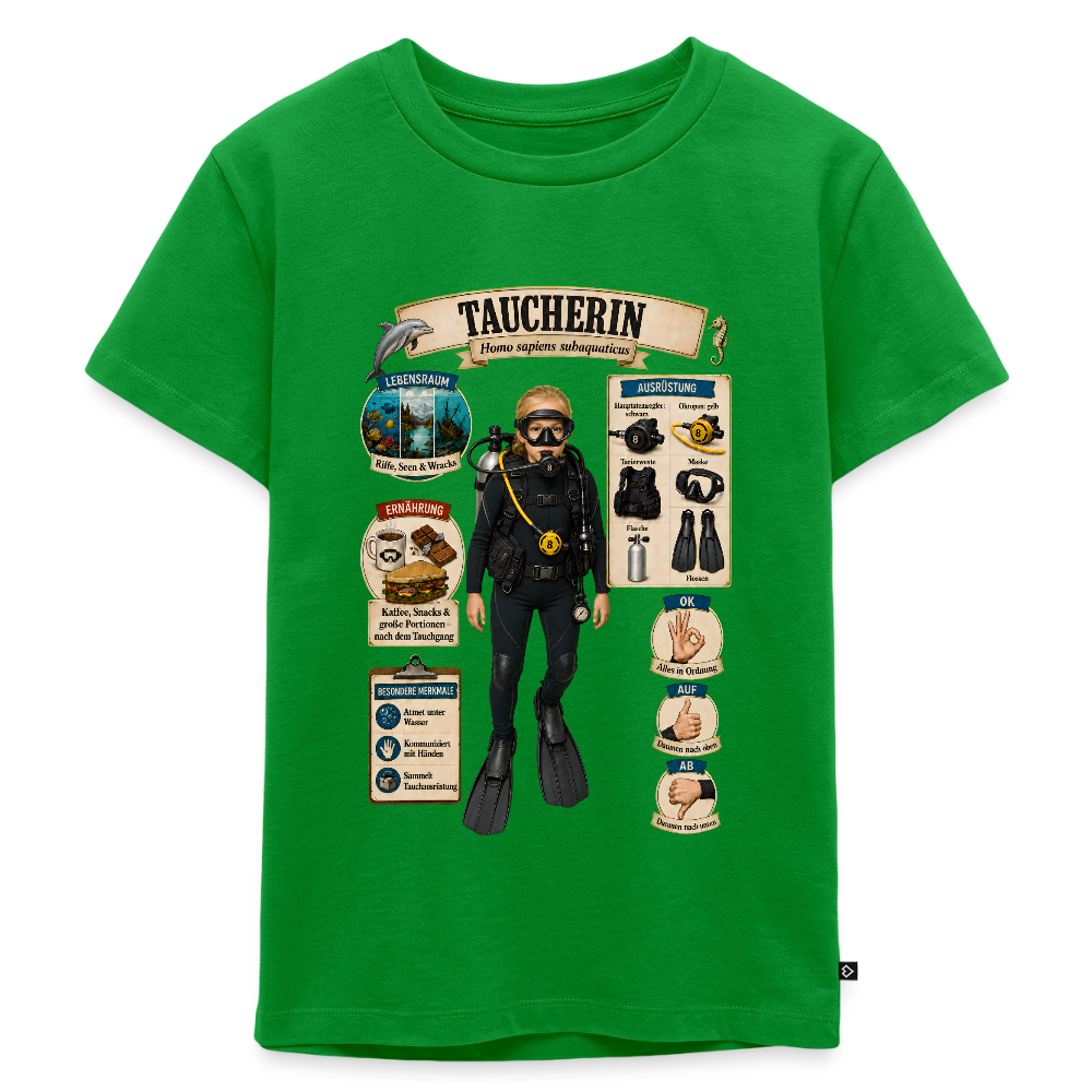 Kleine Taucherin – Homo sapiens subaquaticus | Kinder Premium T-Shirt - Grün