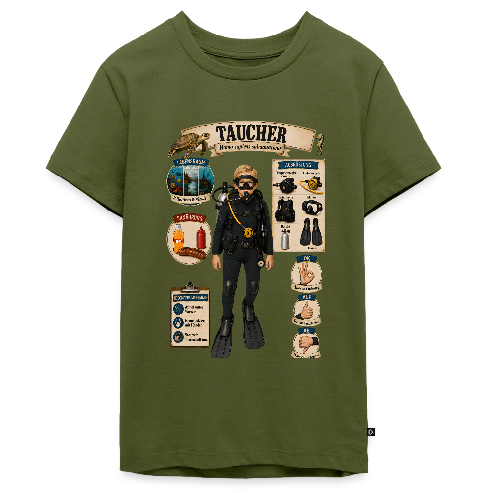 Kleiner Taucher – Homo sapiens subaquaticus | Teenager Premium T-Shirt - Khaki
