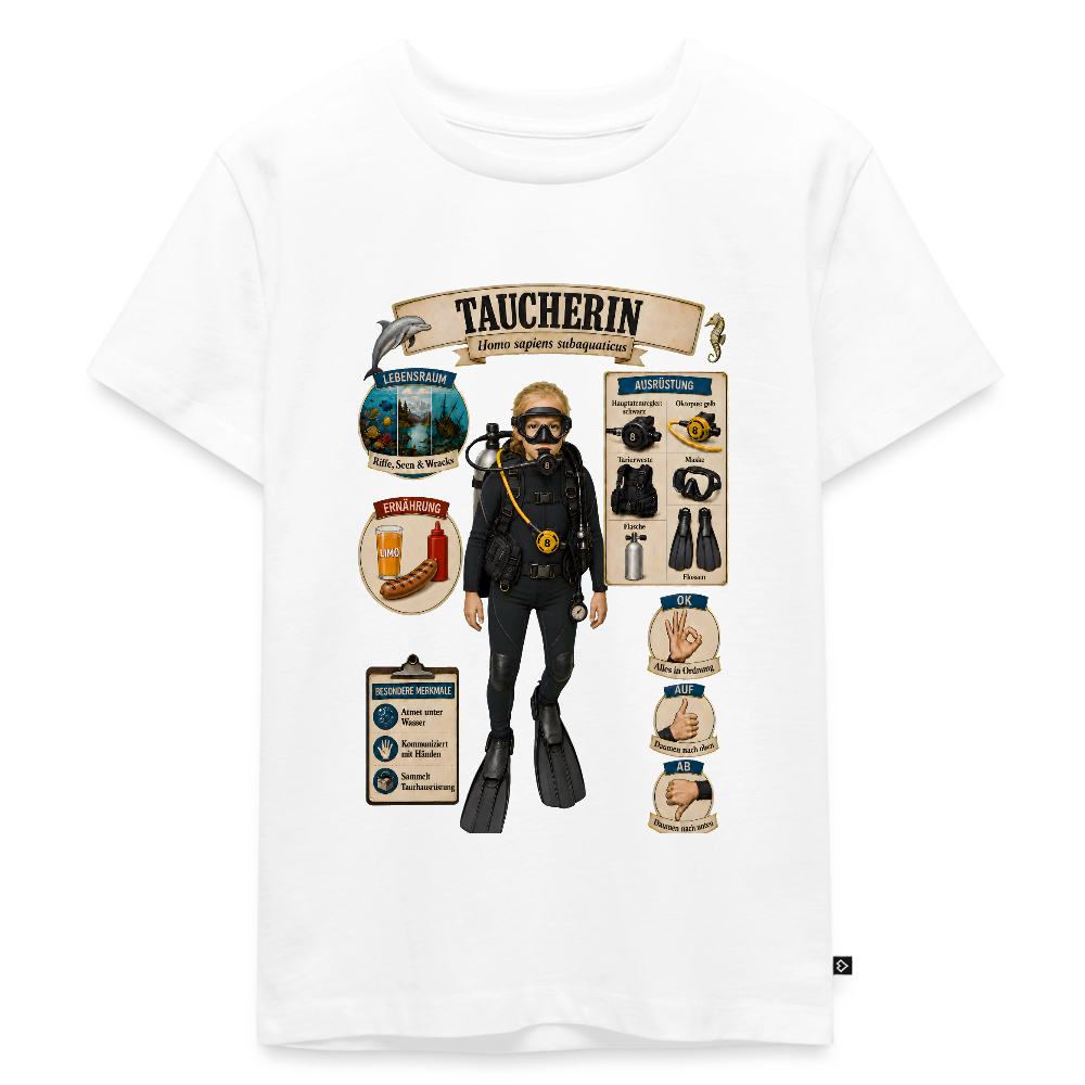 Kleine Taucherin – Homo sapiens subaquaticus | Kinder Premium T-Shirt - Weiß