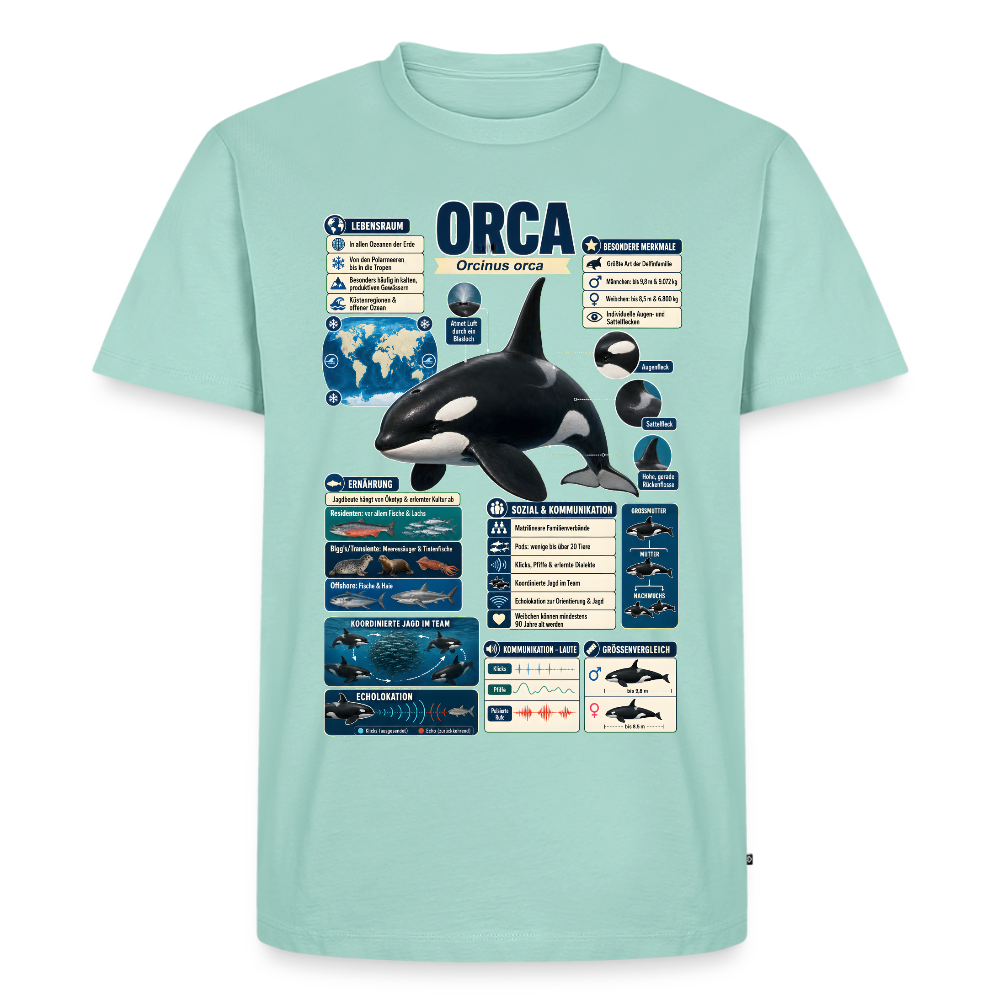 Orca Infografik – Faszinierende Fakten über den Schwertwal | Männer Premium T-Shirt - Mint 