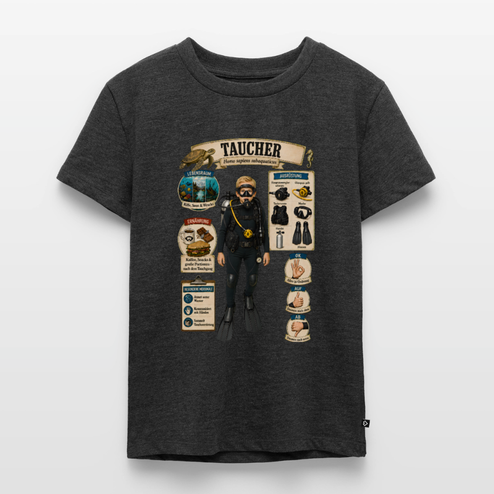 Kleiner Taucher – Homo sapiens subaquaticus | Kinder Premium T-Shirt - Anthrazit meliert