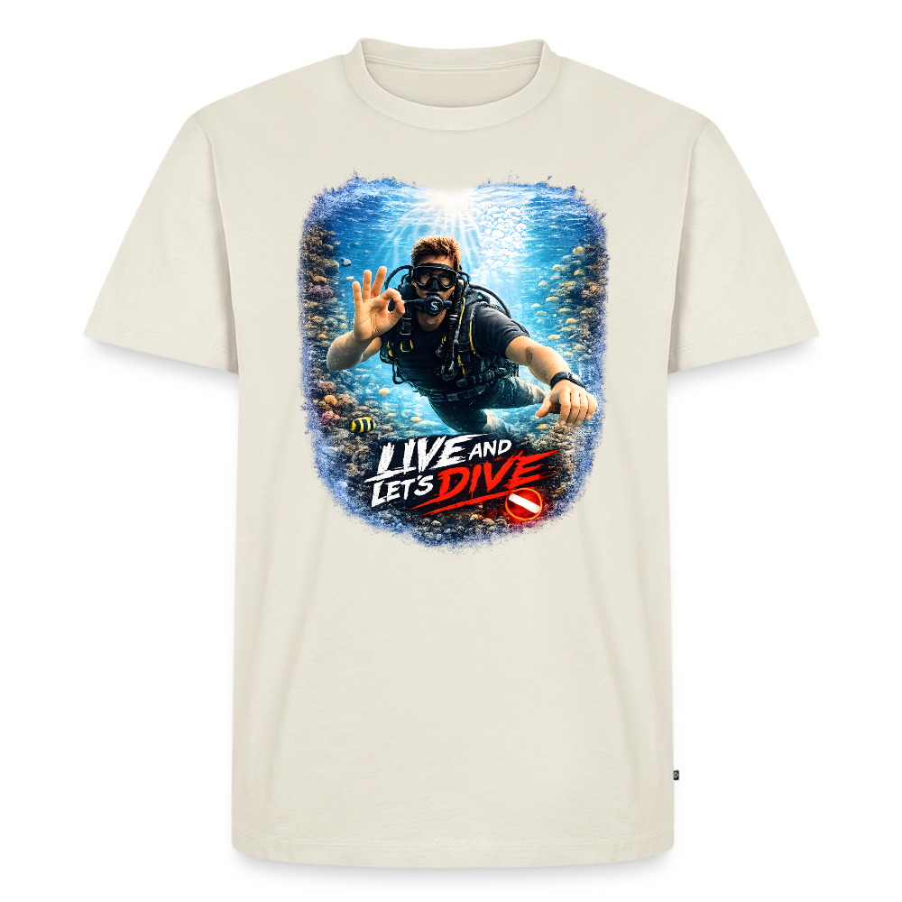 Live and Let's Dive | Tauchen | Männer Premium T-Shirt - Naturweiß