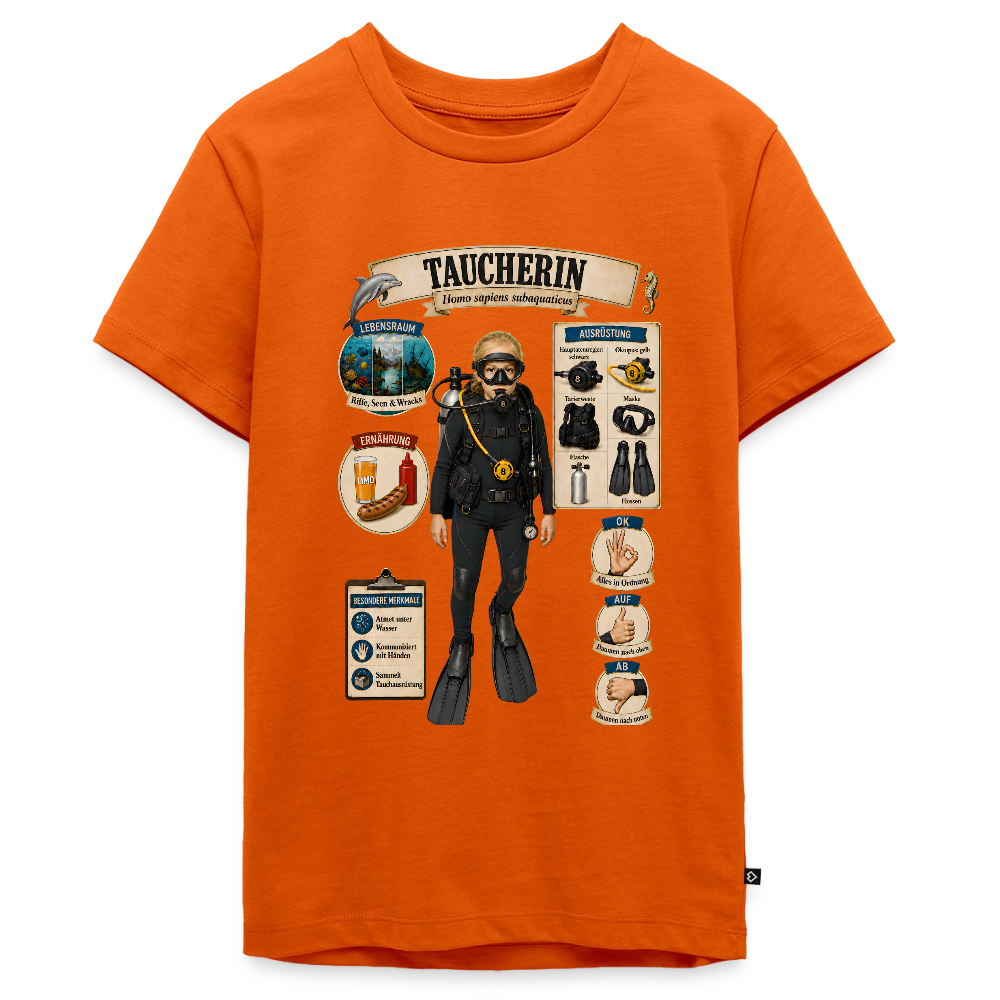 Kleine Taucherin – Homo sapiens subaquaticus | Teenager Premium T-Shirt - Orange 