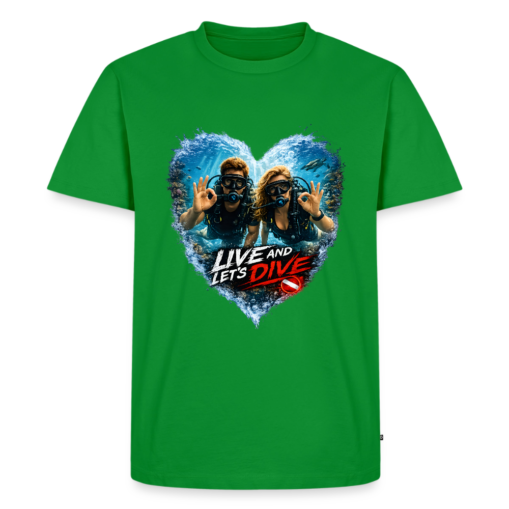 Live And Let's Dive Taucher Paar Herz | Männer Premium T-Shirt - Grün