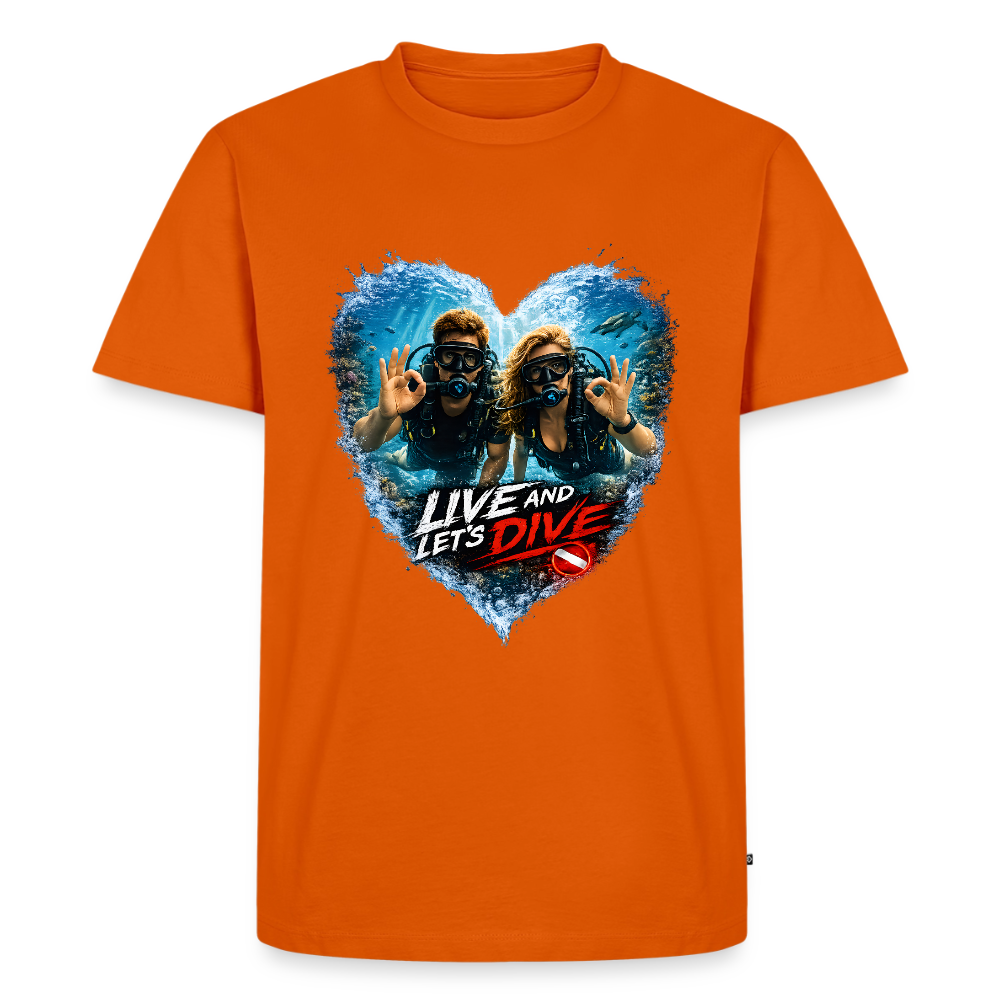 Live And Let's Dive Taucher Paar Herz | Männer Premium T-Shirt - Orange 
