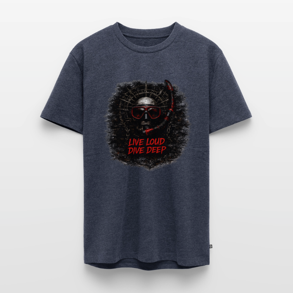 Live Loud Dive Deep – Taucher Totenkopf | Männer Premium T-Shirt - Jeansblau 