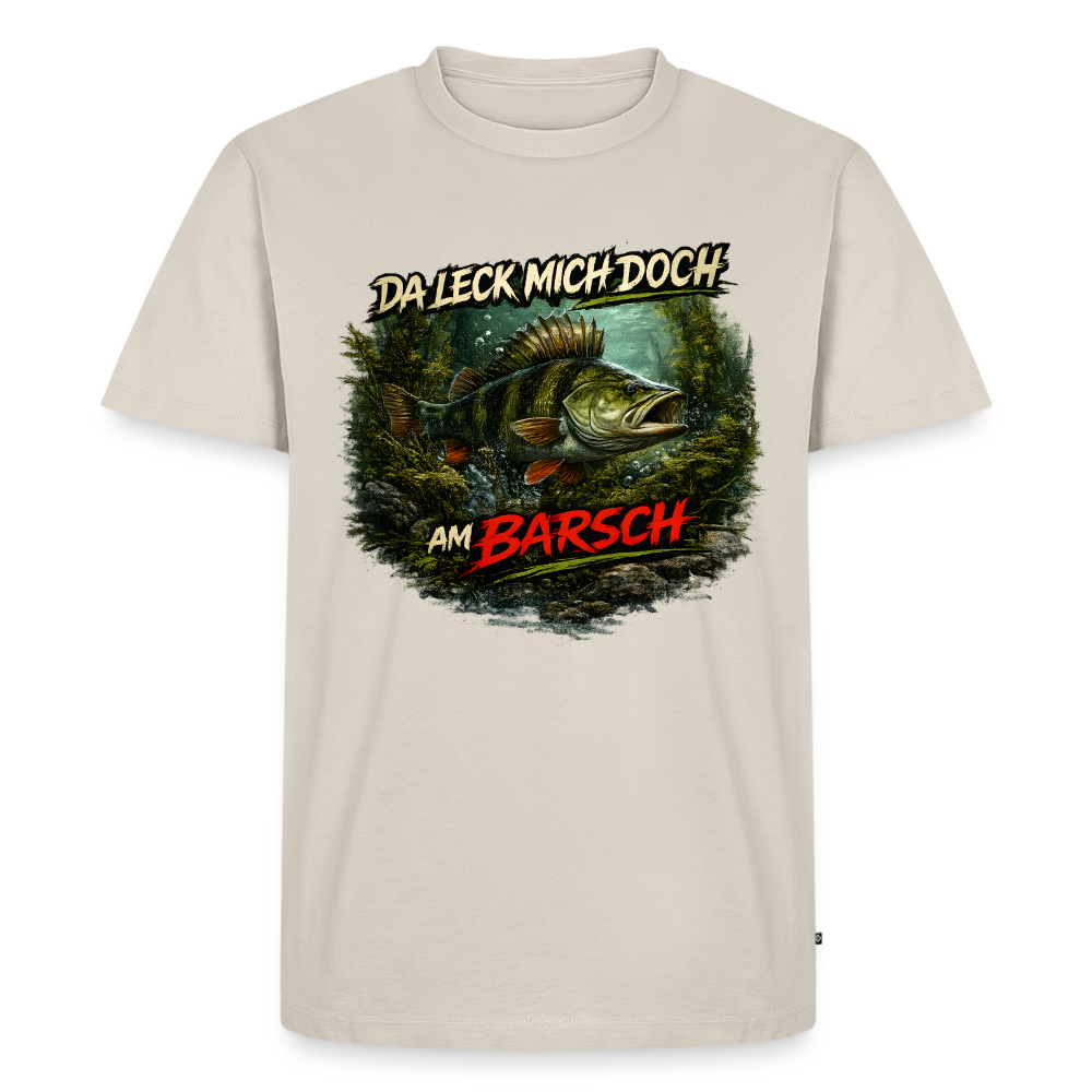 Da leck mich doch am Barsch – Deutscher Flussbarsch | Lustiges Angler Männer Premium T-Shirt - Beige