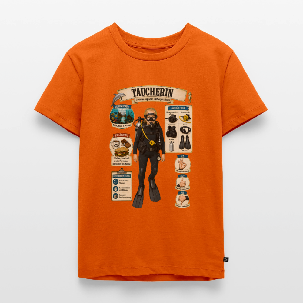 Kleine Taucherin – Homo sapiens subaquaticus | Kinder Premium T-Shirt - Orange 