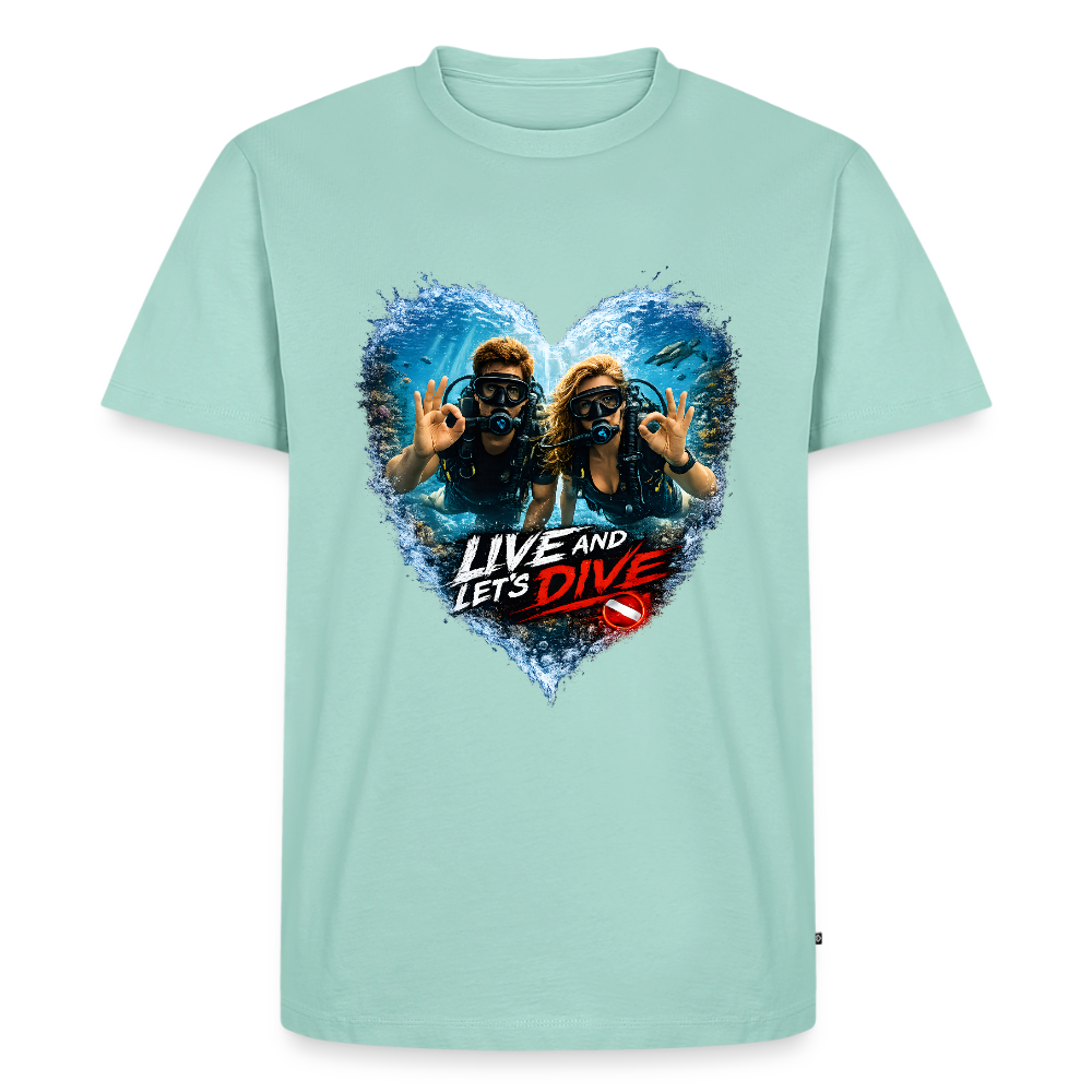 Live And Let's Dive Taucher Paar Herz | Männer Premium T-Shirt - Mint 