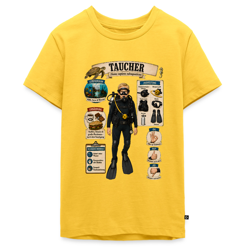 Kleiner Taucher – Homo sapiens subaquaticus | Teenager Premium T-Shirt - Sonnengelb