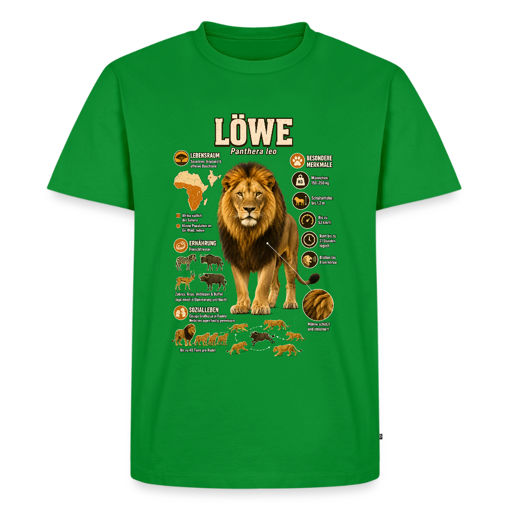 Löwe – König der Savanne | Tier-Infografik | Men’s Premium T-Shirt - Grün