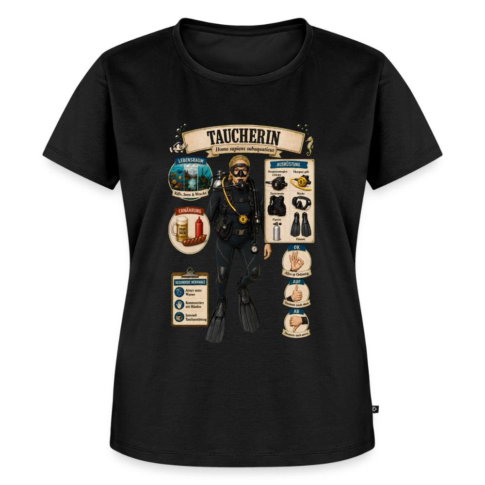 Taucherin – Homo sapiens subaquaticus | Frauen Premium T-Shirt - Schwarz