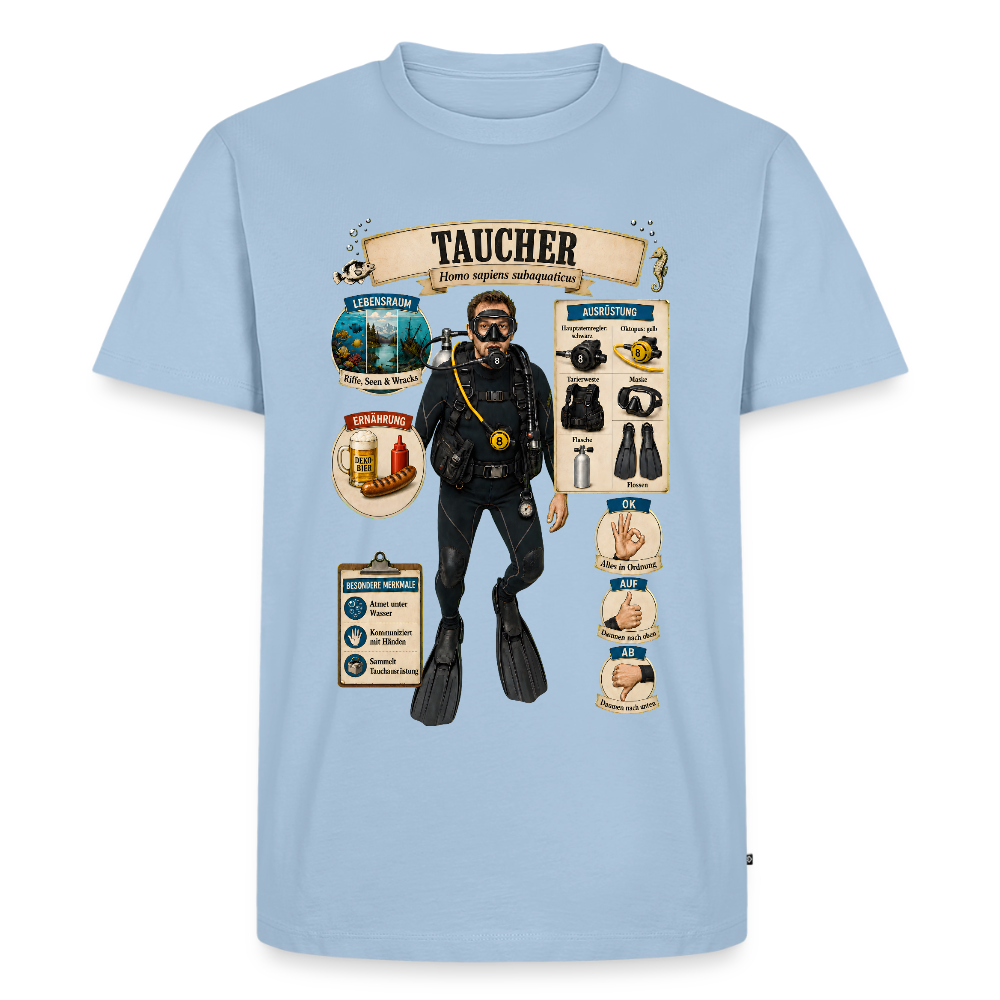 Taucher Infografik – Homo sapiens subaquaticus | Männer Premium T-Shirt - Hellblau