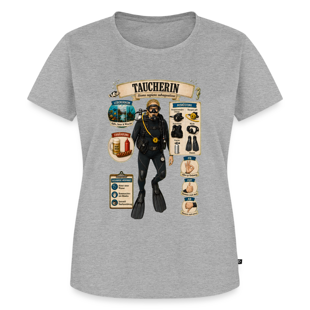 Taucherin – Homo sapiens subaquaticus | Frauen Premium T-Shirt - Grau meliert