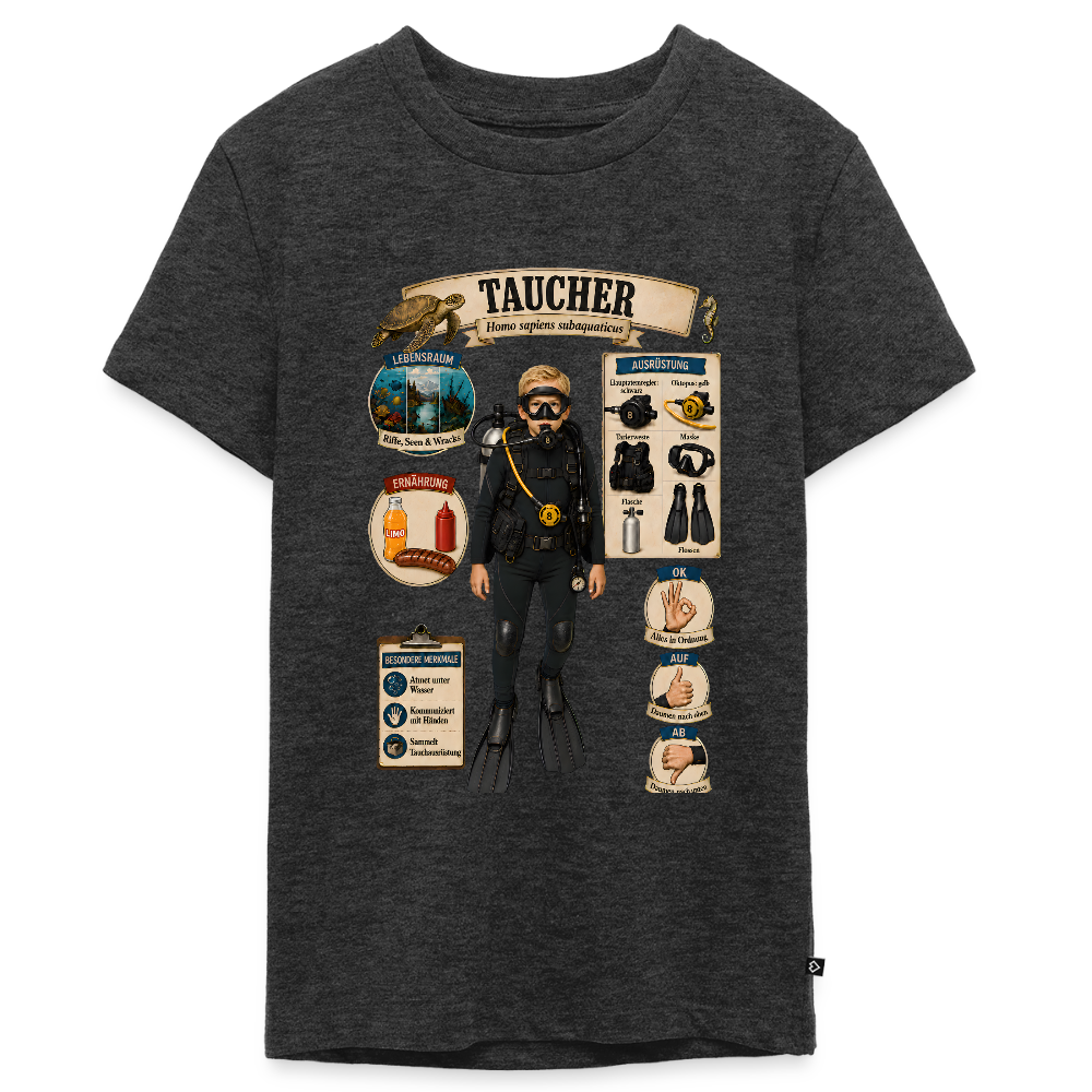 Kleiner Taucher – Homo sapiens subaquaticus | Teenager Premium T-Shirt - Anthrazit meliert