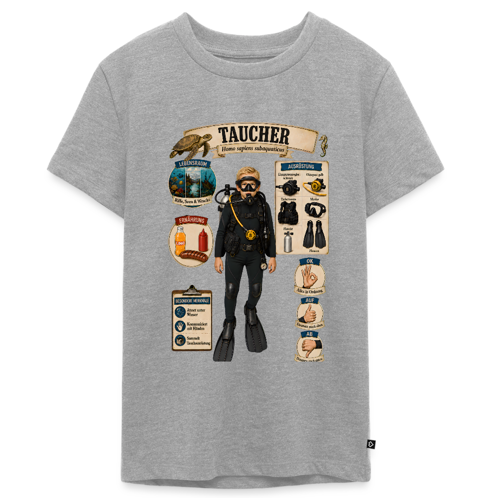 Kleiner Taucher – Homo sapiens subaquaticus | Teenager Premium T-Shirt - Grau meliert