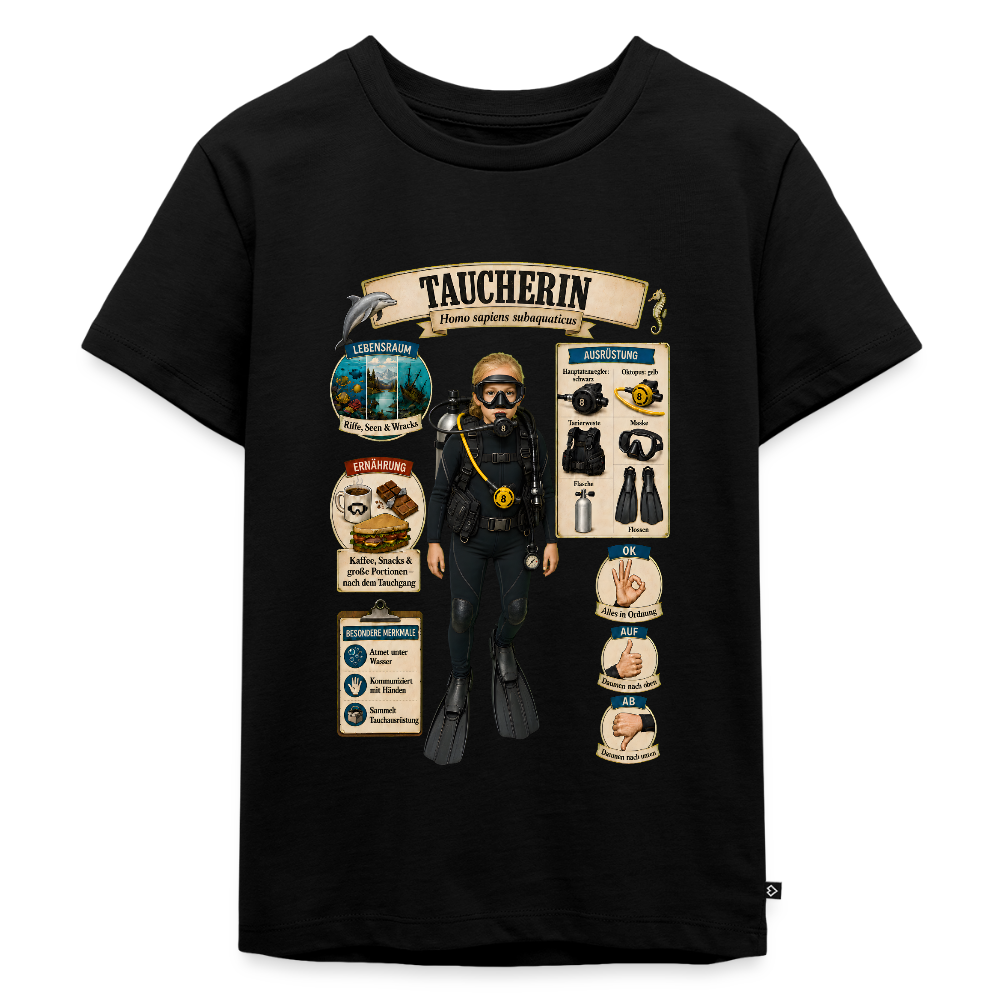 Kleine Taucherin – Homo sapiens subaquaticus | Kinder Premium T-Shirt - Schwarz