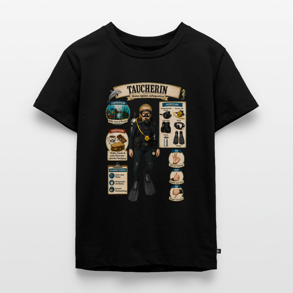 Kleine Taucherin – Homo sapiens subaquaticus | Kinder Premium T-Shirt - Schwarz