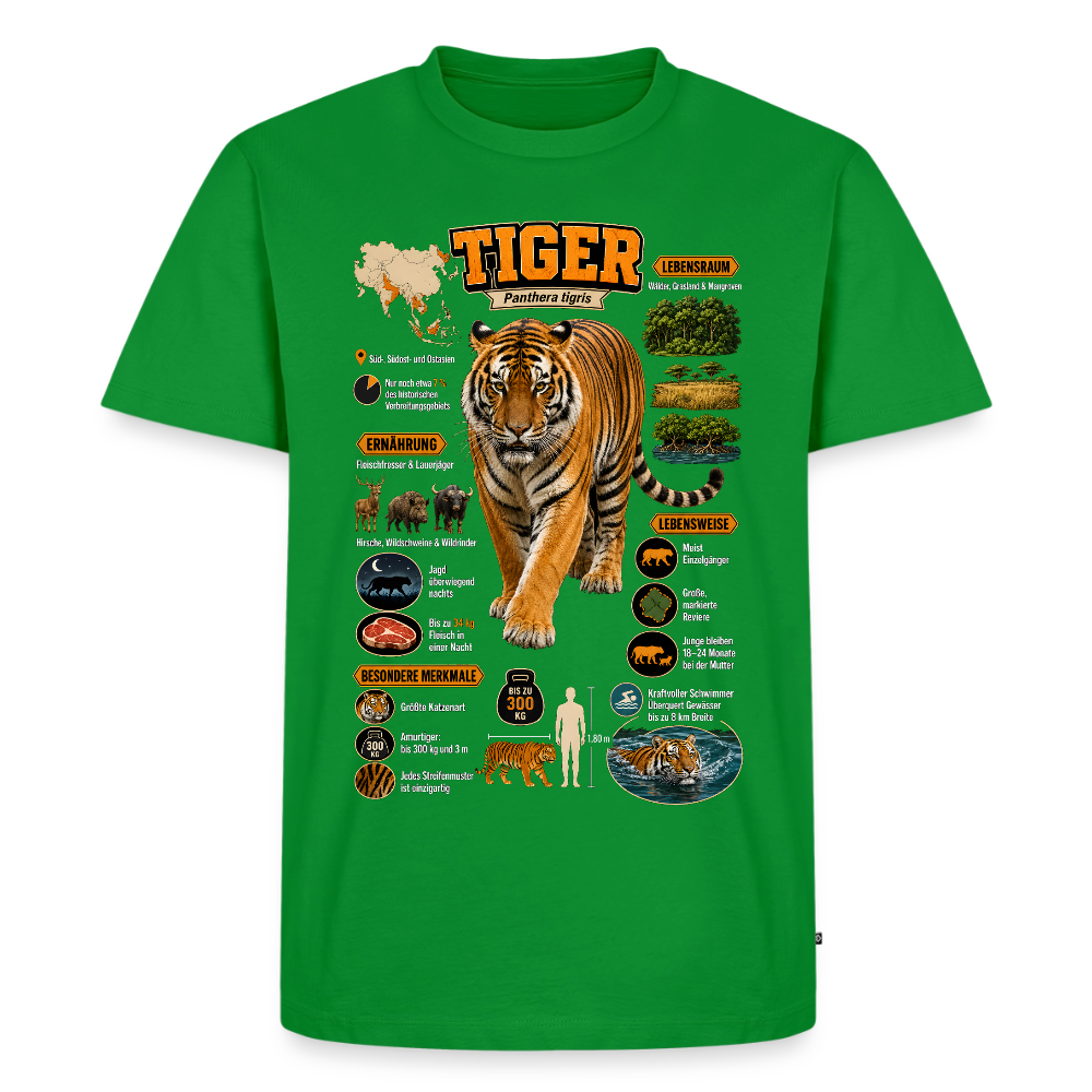 Tiger Infografik – Wissen über den König des Dschungels | Männer Premium T-Shirt - Grün
