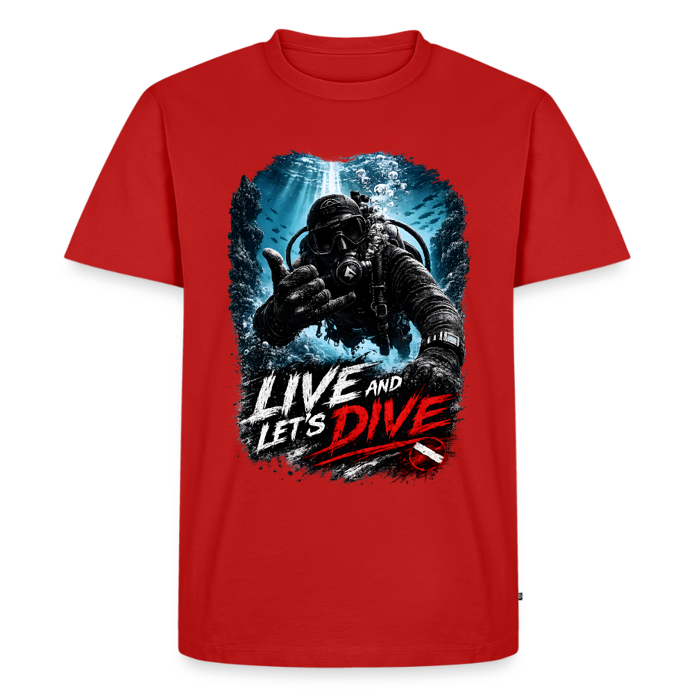 Live and Let's Dive | Tauchen | Männer Premium T-Shirt - Rot