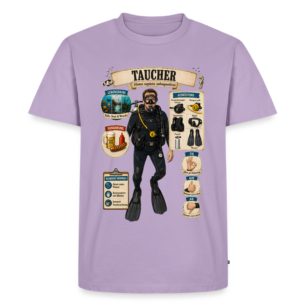 Taucher Infografik – Homo sapiens subaquaticus | Männer Premium T-Shirt - Lavendel
