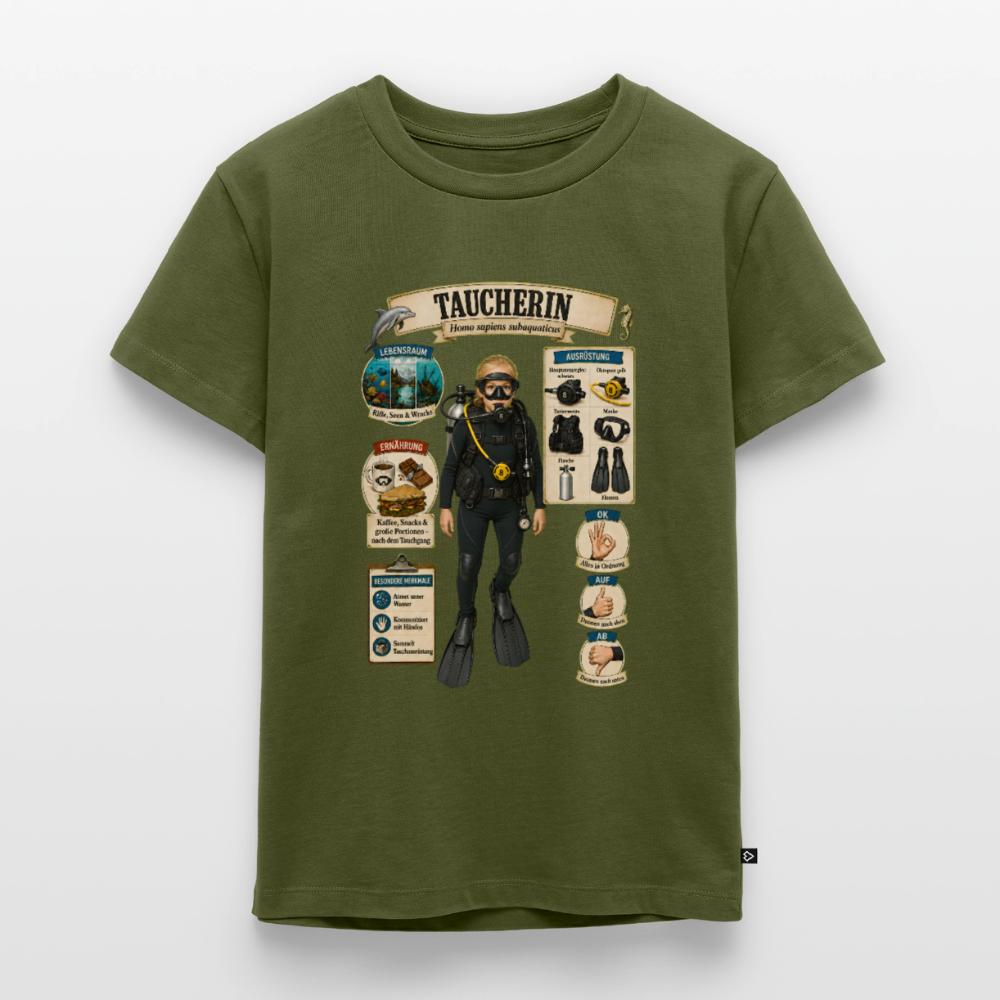 Kleine Taucherin – Homo sapiens subaquaticus | Kinder Premium T-Shirt - Khaki