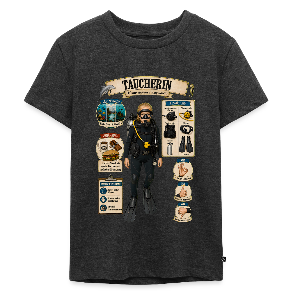 Kleine Taucherin – Homo sapiens subaquaticus | Kinder Premium T-Shirt - Anthrazit meliert