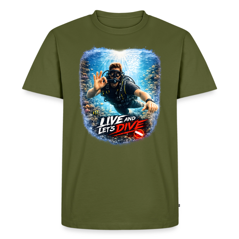 Live and Let's Dive | Tauchen | Männer Premium T-Shirt - Khaki