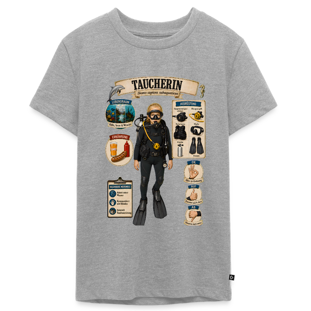 Kleine Taucherin – Homo sapiens subaquaticus | Teenager Premium T-Shirt - Grau meliert