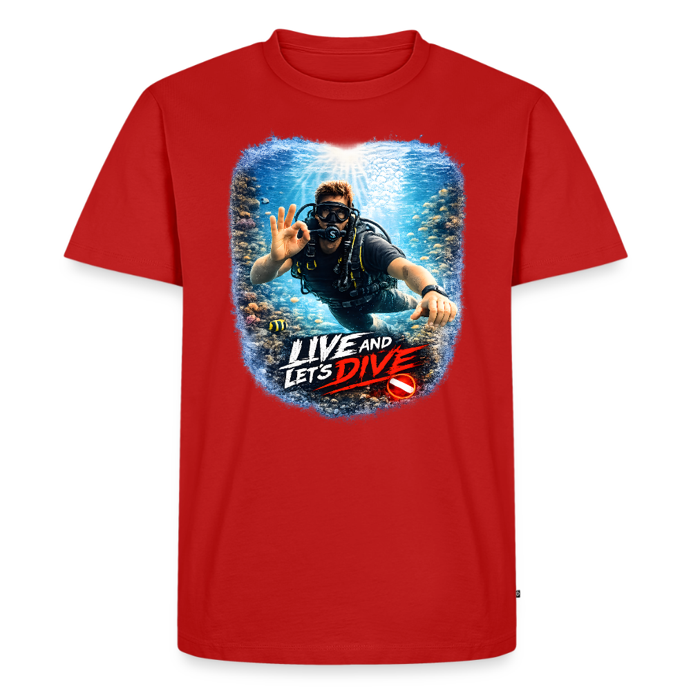 Live and Let's Dive | Tauchen | Männer Premium T-Shirt - Rot