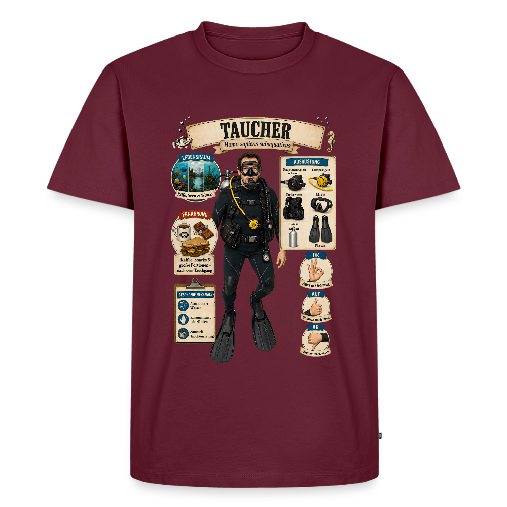 Taucher – Homo sapiens subaquaticus | Männer Premium T-Shirt - Burgunderrot