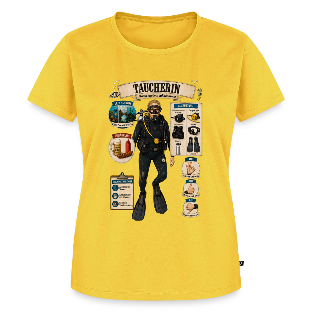 Taucherin – Homo sapiens subaquaticus | Frauen Premium T-Shirt - Sonnengelb