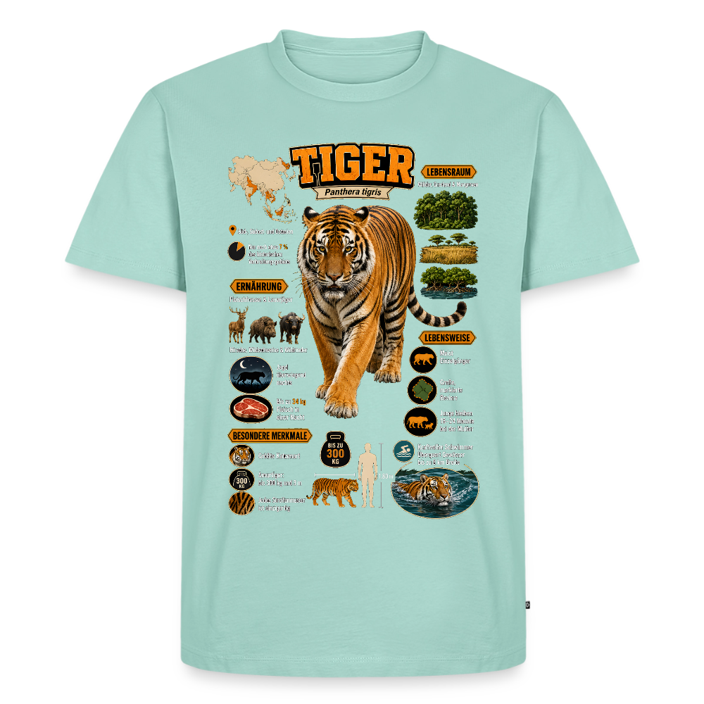 Tiger Infografik – Wissen über den König des Dschungels | Männer Premium T-Shirt - Mint 