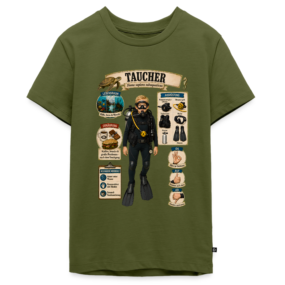 Kleiner Taucher – Homo sapiens subaquaticus | Teenager Premium T-Shirt - Khaki