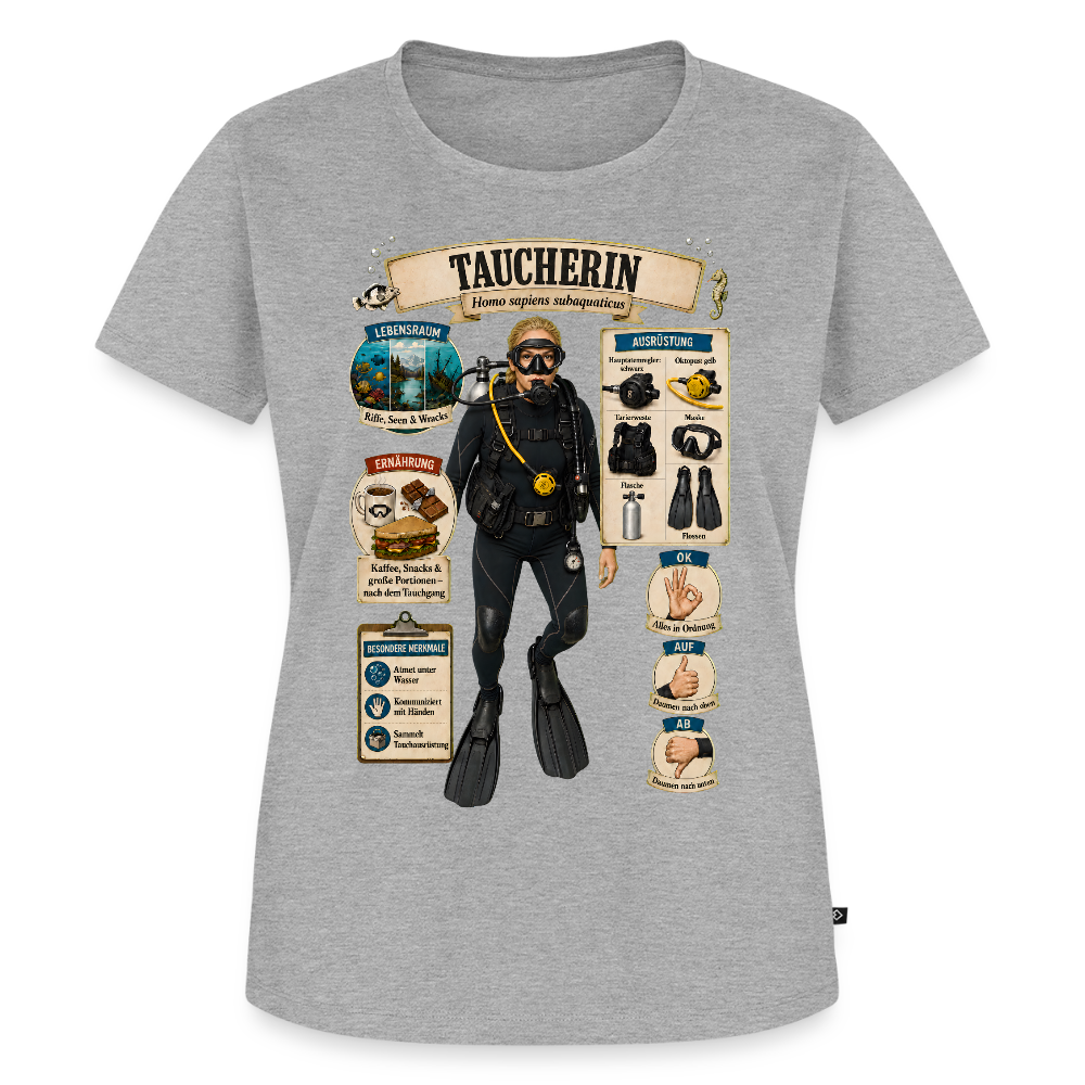 Taucherin – Homo sapiens subaquaticus | Frauen Premium T-Shirt - Grau meliert