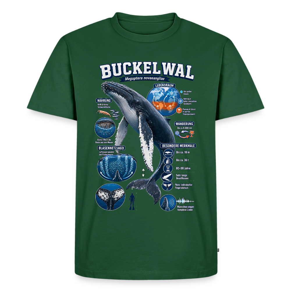 Buckelwal Infografik – Faszinierende Fakten über den Ozeanriesen | Männer Premium T-Shirt - Flaschengrün