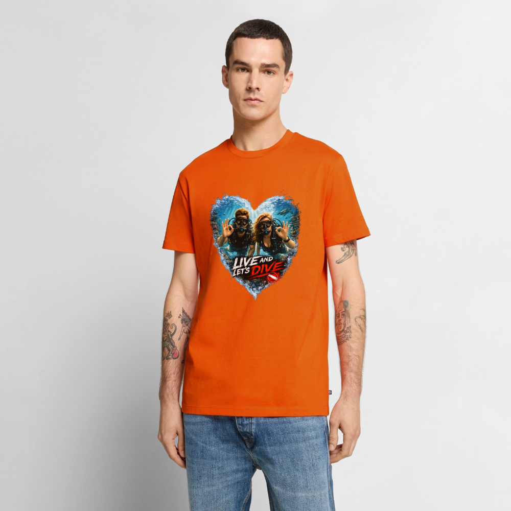 Live And Let's Dive Taucher Paar Herz | Männer Premium T-Shirt - Orange 