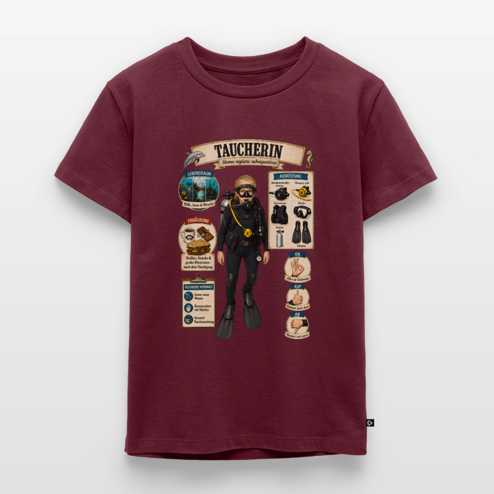 Kleine Taucherin – Homo sapiens subaquaticus | Kinder Premium T-Shirt - Burgunderrot