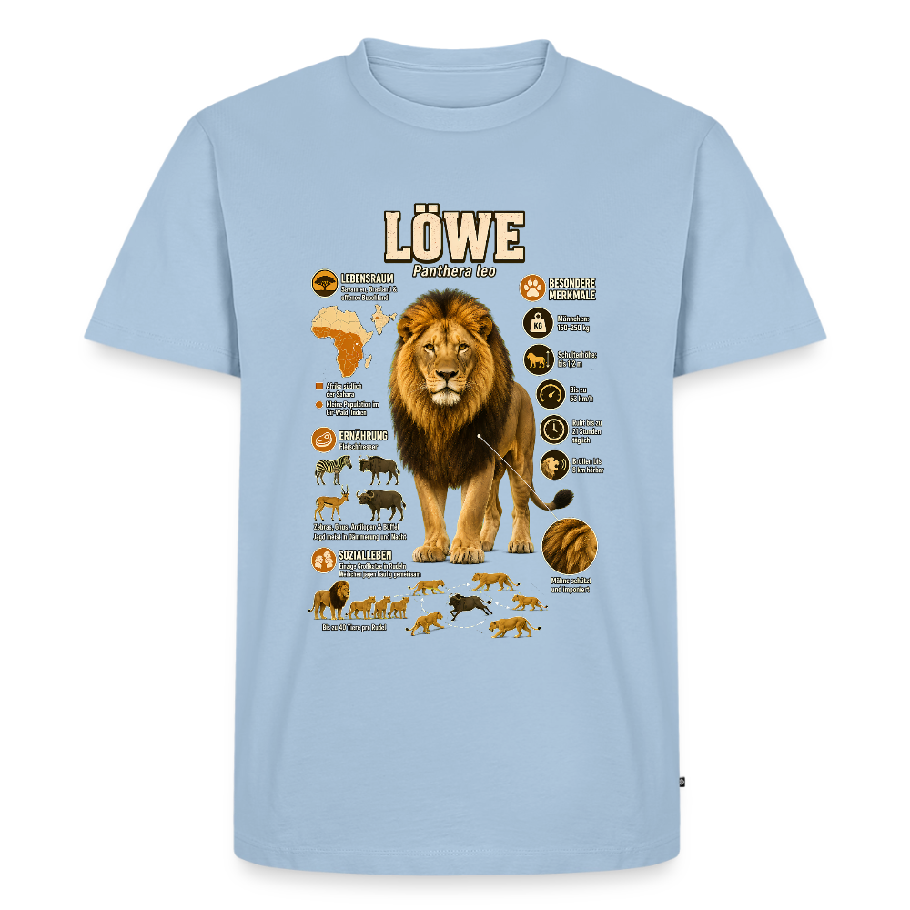Löwe – König der Savanne | Tier-Infografik | Men’s Premium T-Shirt - Hellblau