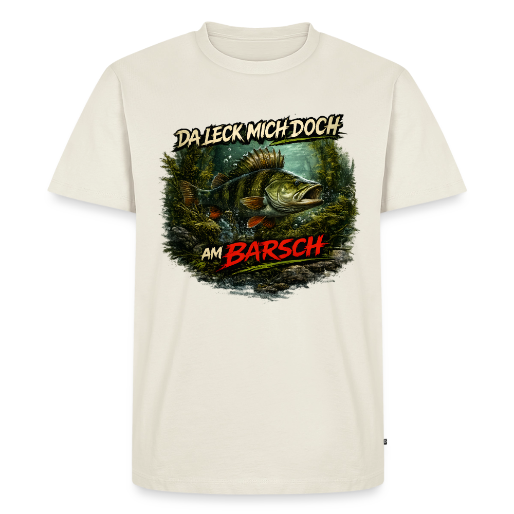 Da leck mich doch am Barsch – Deutscher Flussbarsch | Lustiges Angler Männer Premium T-Shirt - Naturweiß