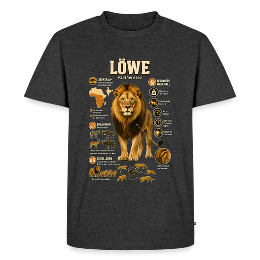 Löwe – König der Savanne | Tier-Infografik | Men’s Premium T-Shirt - Anthrazit meliert