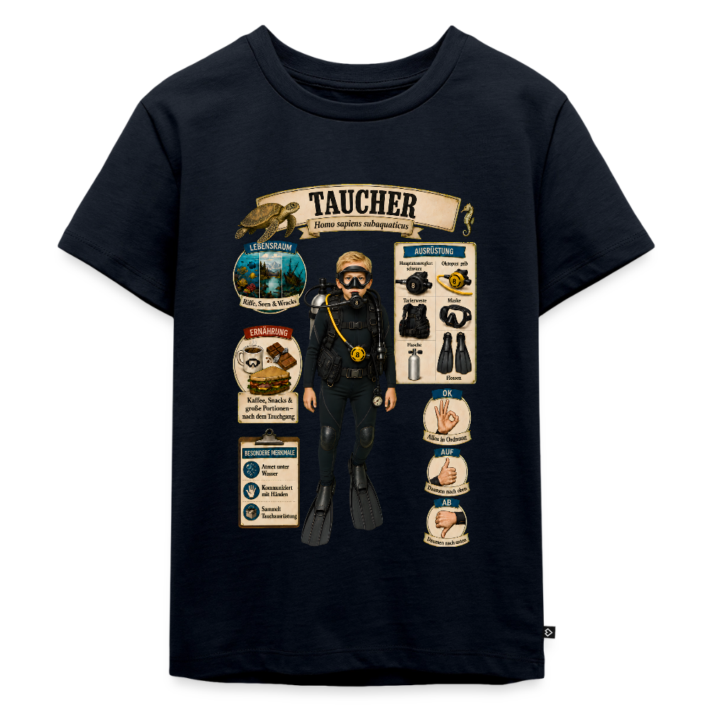 Kleiner Taucher – Homo sapiens subaquaticus | Kinder Premium T-Shirt - Navy