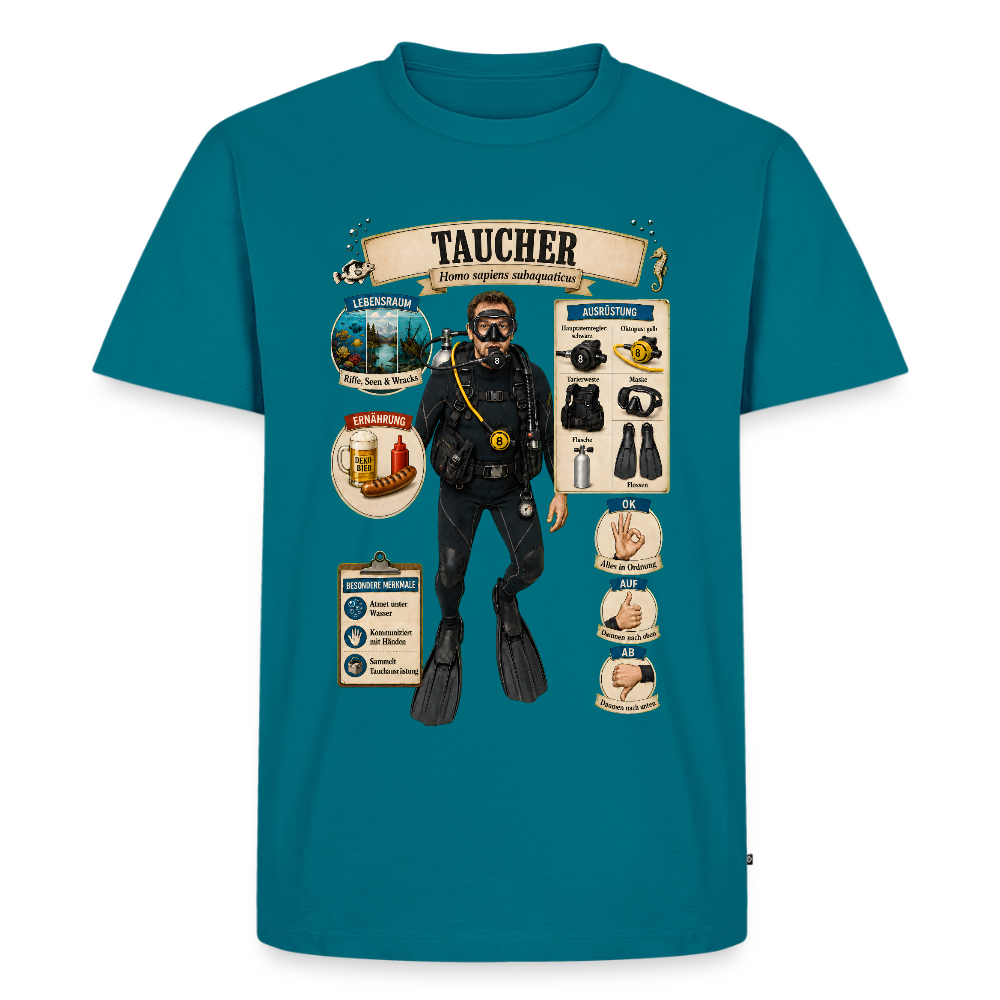 Taucher Infografik – Homo sapiens subaquaticus | Männer Premium T-Shirt - Petrol
